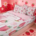 thumbnail image 3 of meiyoeat Strawberry Letter C Zipper Comforter Set with Fitted Sheet and 2 Pillowcases for Girls, Cute Bowknot Floral Zipper Bedding Set, Pink, Pink Reversible, 3-Piece, 3 of 6