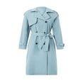 thumbnail image 3 of Women Long Trench Coat Classic Lapel Long Sleeve Windproof Overcoat with Belt, 3 of 6
