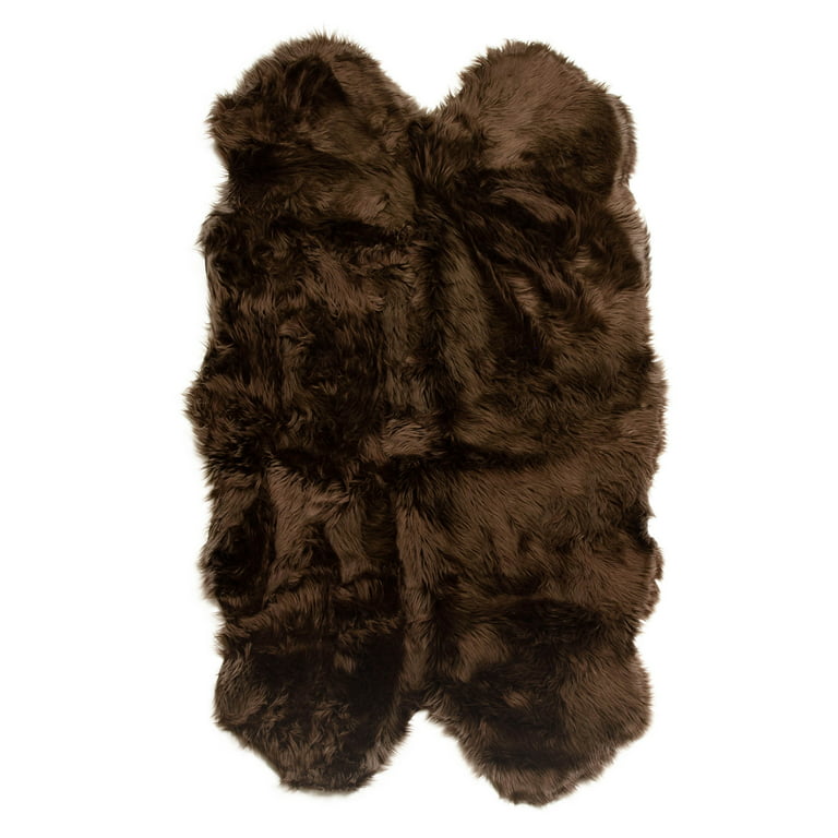Ultra Soft Faux Sheepskin Fur Shag Rug Light Brown 4' x 6' Sheepskin