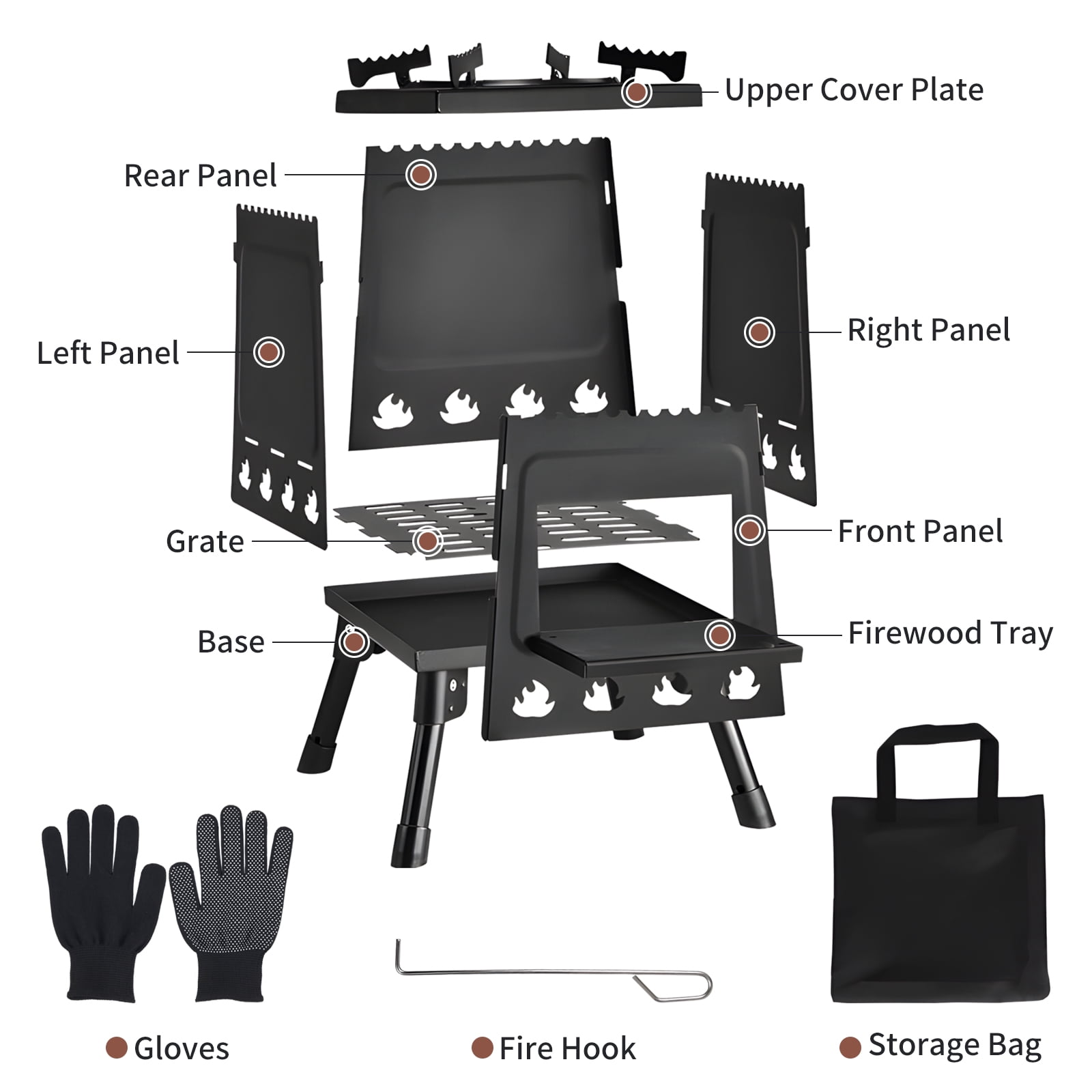 Capri Outdoor Wood Burning Stove, Portable Camping Wood Stove for Backpacking Outdoor Cooking, Easy to Carry and Assembly