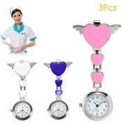 DEELLEEO Women Love Heart Nurse Pocket Watch Portable Pocket Watch Clip On Watch, Ideal Gift for Nurses, Doctors, Students