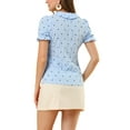 thumbnail image 3 of Allegra K Women's Peter Pan Collar Top Blouse Ruffle Puff Sleeve Stars Button Down Shirt, 3 of 6