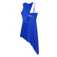 thumbnail image 6 of Jizyo Women's Lyrical Dance Costume Asymmetrical Skirted Leotard Modern Contemporary Dance Dress Royal Blue L, 6 of 7