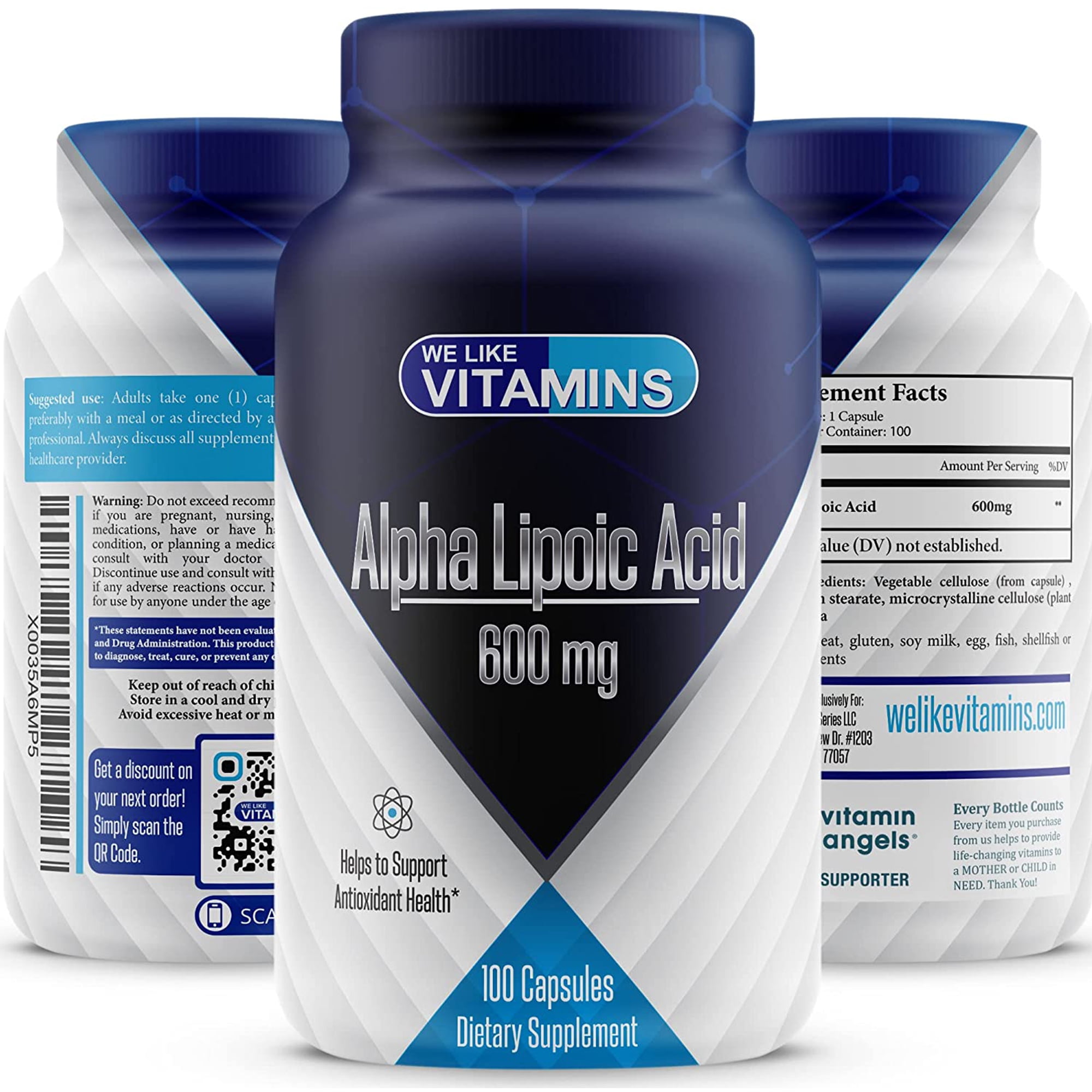 We Like Vitamins Alpha Lipoic Acid 600mg Capsules Antioxidant ALA Supplement, 100 Count