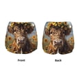 thumbnail image 5 of Lsque Cute Cow Sunflower Crown A Printed Women's Running Shorts with Liner Pockets,Elastic Quick Dry Workout Athletic Gym Yoga Shorts,Womens High Waist Shorts-, 5 of 9