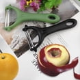 thumbnail image 3 of Pelador universal de acero inoxidable de 2 piezas, 14,5 7,5 cm, pelador de doble filo negro, mango ergonómico para patatas, zanahorias, verduras y frutas (negro), 3 of 5