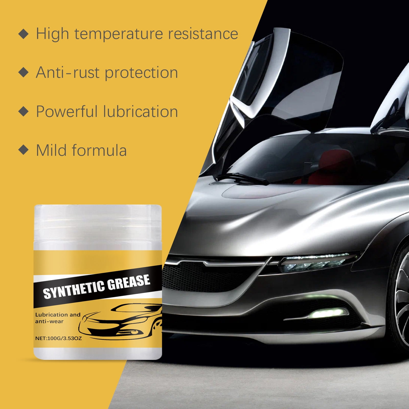 Alvantor Multi-Purpose Grease for Automotive Parts Hinges Tracks Seats, 3.53oz