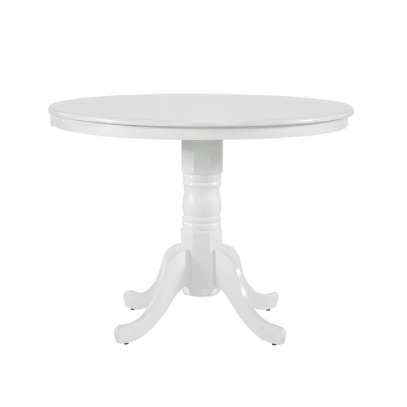JERFIT 39 Inch Round Dining Table for 4, Farmhouse Pedestal Kitchen Table, White Wood Breakfast Nook Table for Casual Dining Room