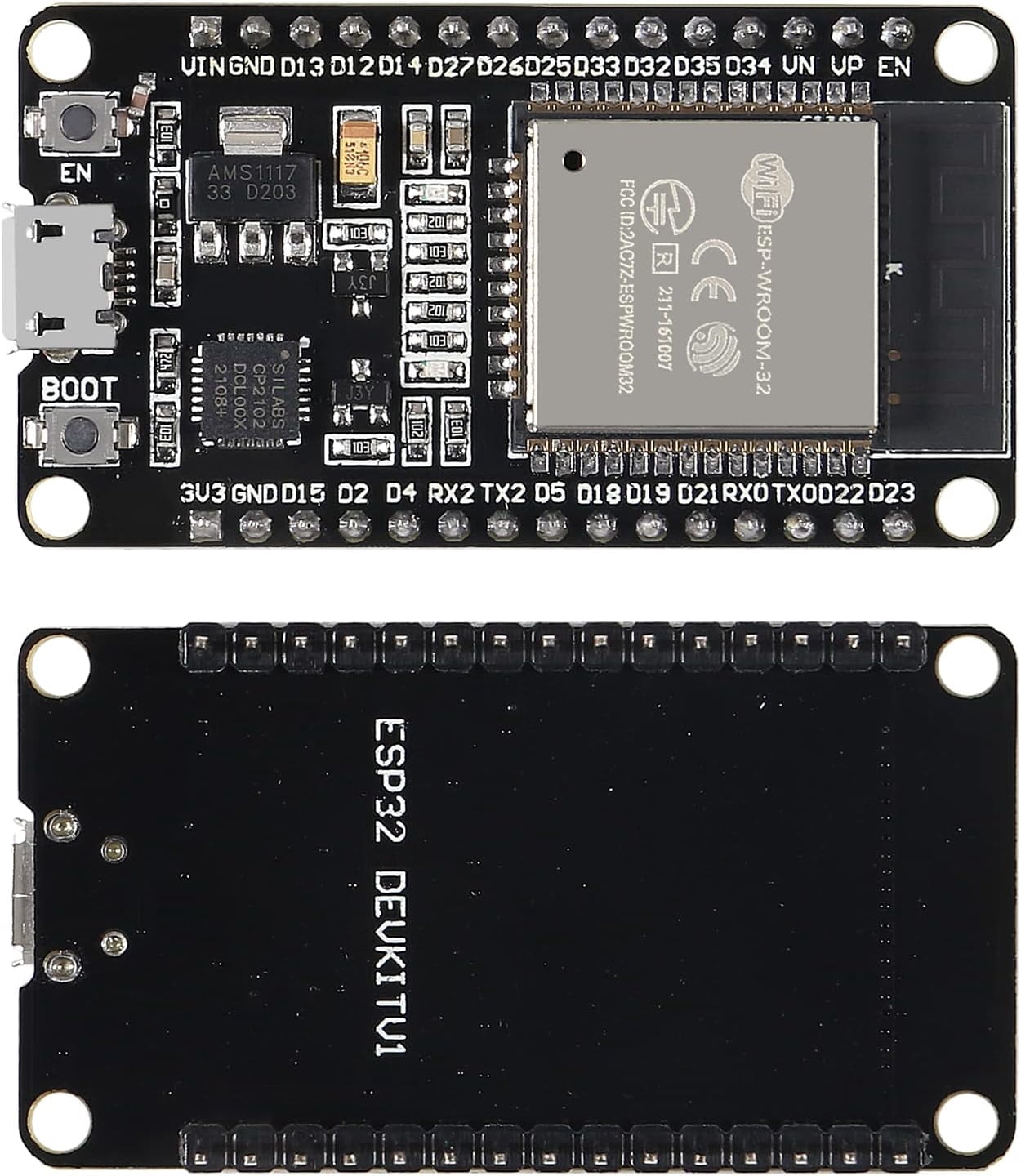 2 Sets ESP-WROOM-32 ESP32 ESP-32S Development Board CP2102 WiFi Bluetooth Ultra-Low Power Dual Core ESP32-DevKitC-32 ESP-WROOM-32 with ESP32 Breakout Board Shield GPIO 1 into 2 for Arduino
