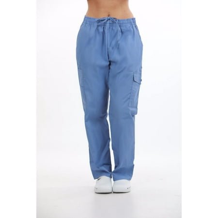 Unisex Cargo Scrub Pants - MAZEL UNIFORMS UNISEX ELASTIC WAIST SCRUB PANTS WITH CARGO POCKETS- REGULAR + PETITE + TALL