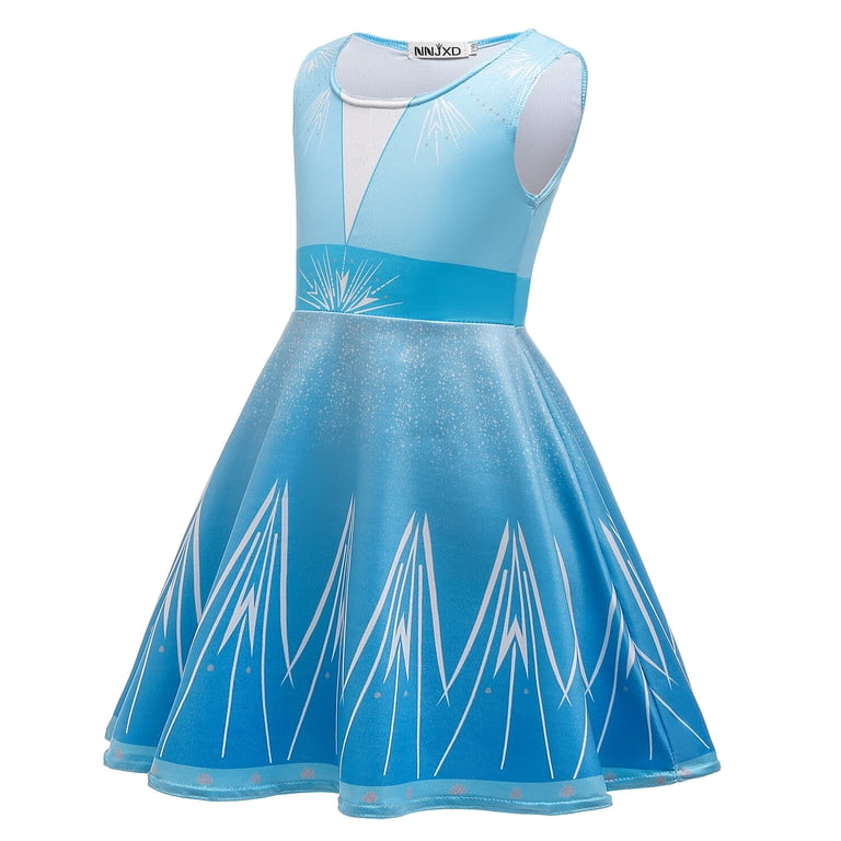 one piece dress for birthday party KAWELL Summer Elsa Sleeveless One-piece Anna Elsa Costume Girls Dress, Up formal party korean dress