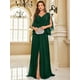 thumbnail image 3 of XUIBOL-Vestidos de gasa de manga larga para mujer, ropa de noche verde, Sexy, con abertura alta, espalda en V, Formal, para fiesta de boda, 3 of 5