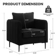 thumbnail image 5 of Lovableguy Velvet Accent Chair Set of 2,Mid-Century Modern Armchairs with Metal Legs and Pillow,Single Sofa Side Chair for Living Room Reading Room,Black, 5 of 7