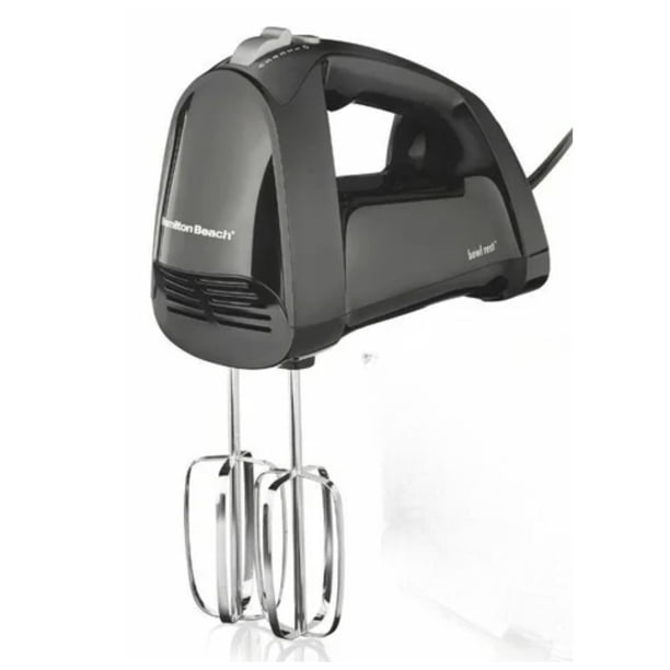 Batidora de Mano Hamilton Beach 6 Velocidades, 250W con Estuche a Presión y Accesorios de Acero Inoxidable Negra (Reacondicionado)