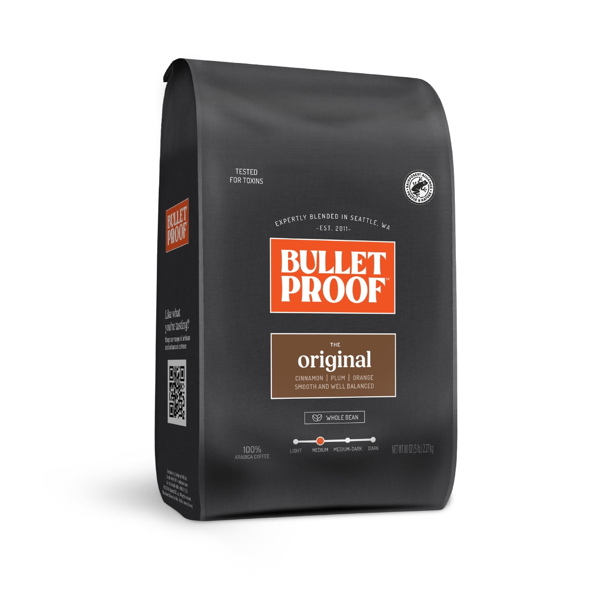 Bulletproof Original Medium Roast Whole Bean Coffee, 5 Pounds (bulk), 100% Arabica Beans, Clean Coffee Tested for Toxins
