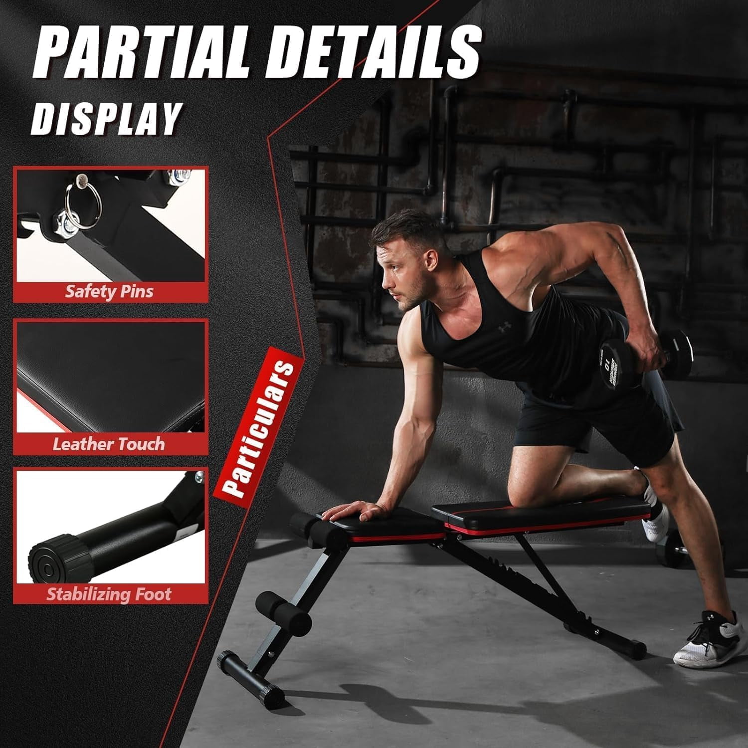 Adjustable Weight Bench Press, 800 LB Capacity Incline Decline Workout Bench, Fast Folding Strength Training Sit Up Bench for Home Gym