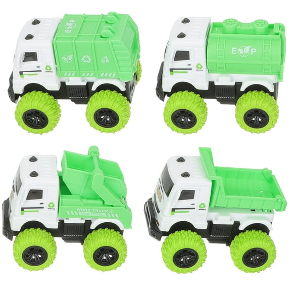 Miangastore Toy Trucks For Boys Friction Powered Garbage Truck Assorted Color 4Pcs
