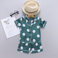 thumbnail image 2 of NIEWTR Baby Boys Clothes Set Toddler Infant Boys Button-down Shirt Tops + Cotton Gauze Shorts Summer Outfit 2PCS with Pockets(A1-Green,6-12 Months), 2 of 5