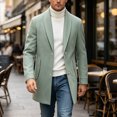 thumbnail image 5 of Yertdoel Pea Coats for Men Solid Lapel Wool Blend Trench Coat Button Front Mid Length Fashion Warm Outerwear with Pockets, M-3XL, 5 of 8