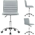 thumbnail image 5 of XiHuaZhaoChen Modern Adjustable Low Back Armless Ribbed Task Office Desk Vanity Swivel Rolling Leather Computer Conference Chair (Light Gray), 5 of 9