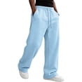 thumbnail image 4 of Mens Vintage Wide Leg Sweatpants Elastic Drawstring Waist Loose Fit Pocketed Casual Daily Trousers, 4 of 7