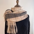 thumbnail image 2 of Yuanlong Winter Scarves Clearance Classic Checkered Thick Fringe Warm Shawl Wraps For Cold Weather Capes Scraf One Size, 2 of 6
