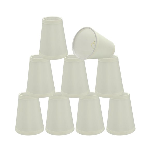 Aspen Creative 32661-9 Small Hardback Empire Shape Chandelier Clip-On Lamp Shade Set (9 Pack), Transitional Design in Off-White, 4" bottom width (2 1/2" x 4" x 5" )