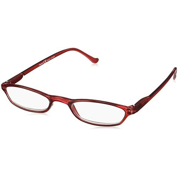 Peepers par PeeperSpecs Lunettes de Lecture Rectangulaires Slim Line pour Femmes, Rouge, 45 mm + 1.25