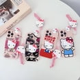 thumbnail image 2 of Funda Funky Hello Kitty para Samsung Galaxy S7 Edge S8 S9 S10 S20 S21 S22 S23 Plus Ultra S21FE Note 9 10 20 con cuerda de soporte, 2 of 5