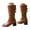 Brown, variant on Womens Mid Calf Motorcycle Boots Pointed Toe Fashion Buckle Tall Boots Western Booties