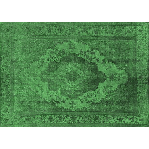 Ahgly Company Indoor Rectangle Oriental Emerald Green Industrial Area Rugs, 3' x 5'