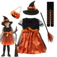 thumbnail image 2 of 2024 Vestido de fiesta de bruja para niñas y niños, disfraz de calabaza, bata para niños, vestido con tutú, sombrero de bruja para fiesta de carnaval de Purim, 2 of 5