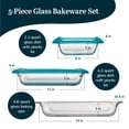 thumbnail image 3 of Libbey Baker’s Premium 5 Piece Glass Bakeware Set, Includes 10x14, 9x13 with Lid, and 8x8 with Lid, Stackable with GreatGrip™ Handles, 3 of 6