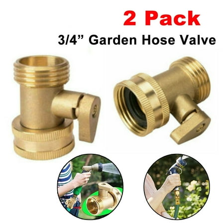 Ryhampaper Brass Garden Hose Shut Off Valve 3/4" Brass Shut Off Valve Water Pipe Faucet Connector Handy 2 Pack