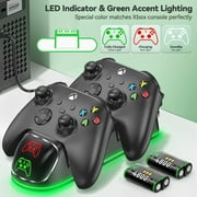 Controller Charger Station for Xbox Series/One-X/S/Elite with 2 x 4800 mWh Rechargeable Battery Packs, Charging Station Dock Stand for Xbox Controller Battery with 4 Battery Covers for Xbox Series/One