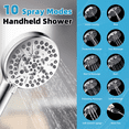 thumbnail image 6 of CADOVE Upgraded 13'' High Pressure Shower Head Combo, 5 Spray Rainfall Showerhead + 10 Spray Handheld, All Metal Easy-Reach 4-Way Diverter Shower Arm with Pause Mode, 71'' Hose & Holder, Chrome, 6 of 8