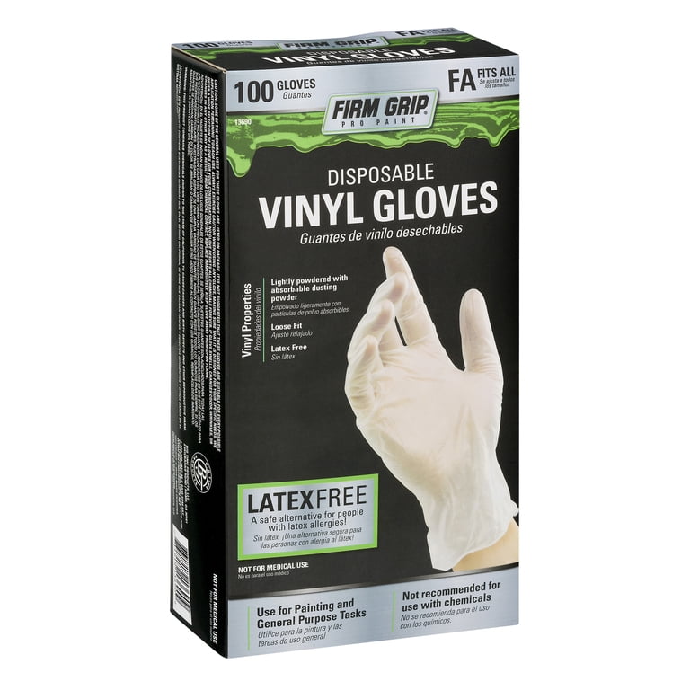 Firm Grip Pro Paint Vinyl Protective Gloves, Latex Free, Clear