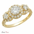 thumbnail image 6 of 1.79 ct Brilliant Round Cut Real Genuine Natural Diamond SI1-SI2 I-J 18K Yellow Gold Three-Stone Promise Wedding Statement Engagement Designer Ring size 6, 6 of 7