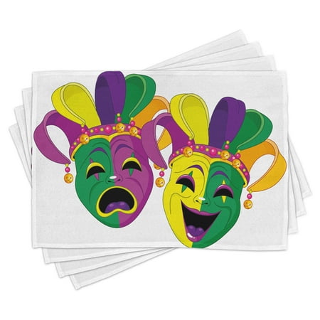 

Ambesonne Mardi Gras Place Mats Set of 4 Tragedy and Comedy Standard Size Multicolor