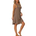 thumbnail image 4 of INSPIRE CHIC Vestido de dormir sin mangas de mezcla de algodón suave para mujeres con bolsillos para relajarse en primavera y verano XS Camel profundo, 4 of 6