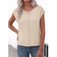 thumbnail image 5 of PRETTYGARDEN Womens Cap Short Sleeve Sweater Vest Spring Summer Lightweight Button Down Cardigans Trendy Loose Tops, 5 of 10