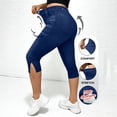 thumbnail image 2 of JUSLIO Women Capris Faux Jeans Casual Fashion with Pockets Capris Navy S, 2 of 8