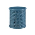 thumbnail image 3 of Powell Kacey Carved Wood Round Indoor End Table, 18" Tall, Blue, 3 of 6