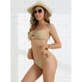 thumbnail image 4 of DARING DIVA Women's Metal Ring Bandeau Bikini Set X-Small Khaki, 4 of 6