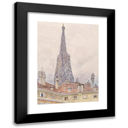 Carl Müller 11x14 Black Modern Framed Museum Art Print Titled - Stefansturm from the Teutonic Order House