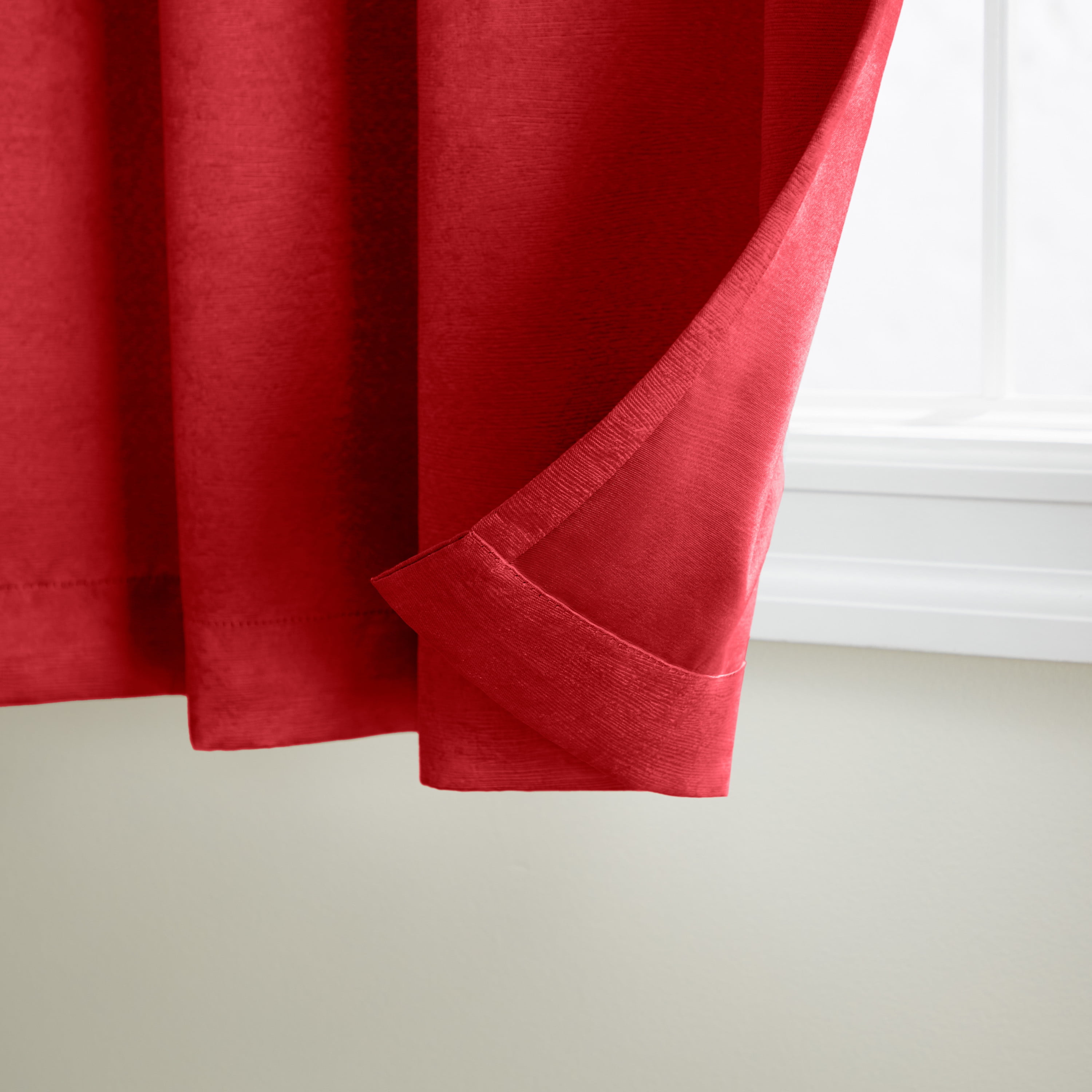 TOWN & COUNTRY EVERYDAY Lustre Solid Heavyweight Textured Sateen Indoor Curtains, Room Darkening Opacity, Grommet Top, Energy Efficient, 2-Pack Set, 52"x84", Chili