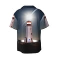 thumbnail image 2 of Haiem Peggy's Cove Lighthouse Men's Casual Shirts Short Sleeve Button Down Shirts Fashion Textured Summer Beach Shirt-XX-Large, 2 of 7