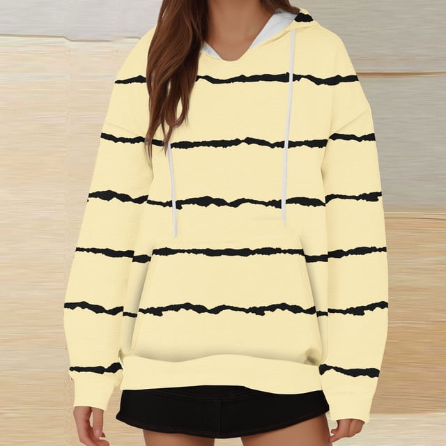 Jienlioq Hauts Grande Taille Liquidation Sweat à Capuche Ample à Manches Longues pour Femmes