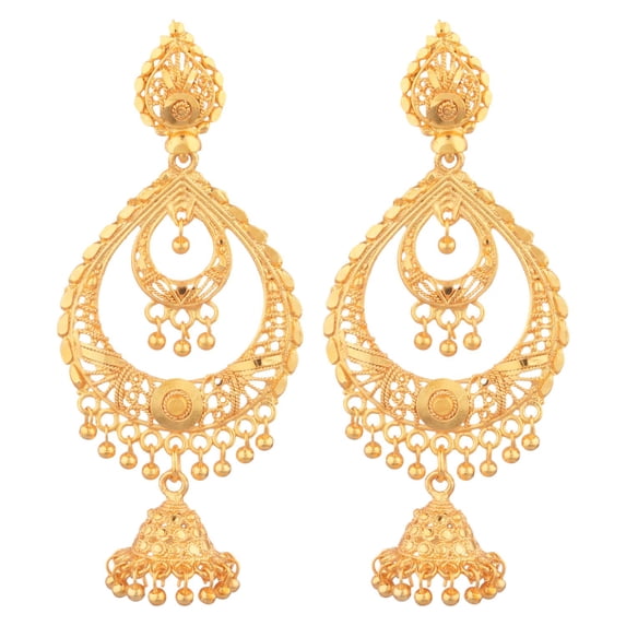 Efulgenz Indian Jewelry Traditional Gold Tone Jhumka Jhumki Tassels Big Dangle Earrings for Women