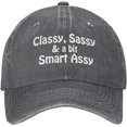 thumbnail image 5 of Classy Sassy and A Bit Smart Assy Funny Hat Adjustable Denim Baseball Cap Black Dad Hat Men Women, 5 of 6